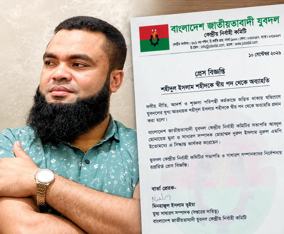 দলীয় শৃঙ্খলা ভঙ্গের অভিযোগে শার্শা যুবদল নেতা শহীদুলকে অব্যাহতি
